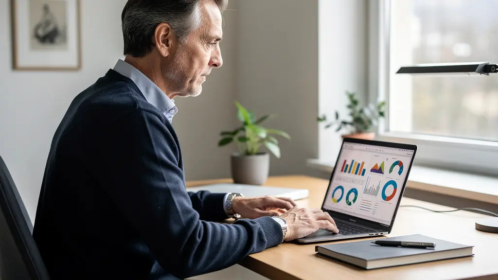 Acquirente svizzero confronta agenzie immobiliari Milano su laptop